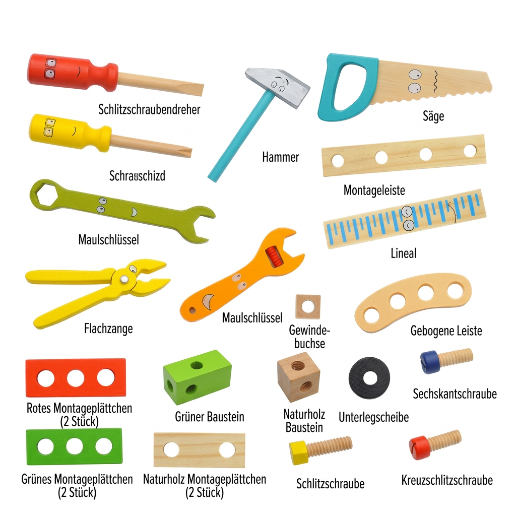 TinyCrafter – Montessori-Holzwerkzeug-Set