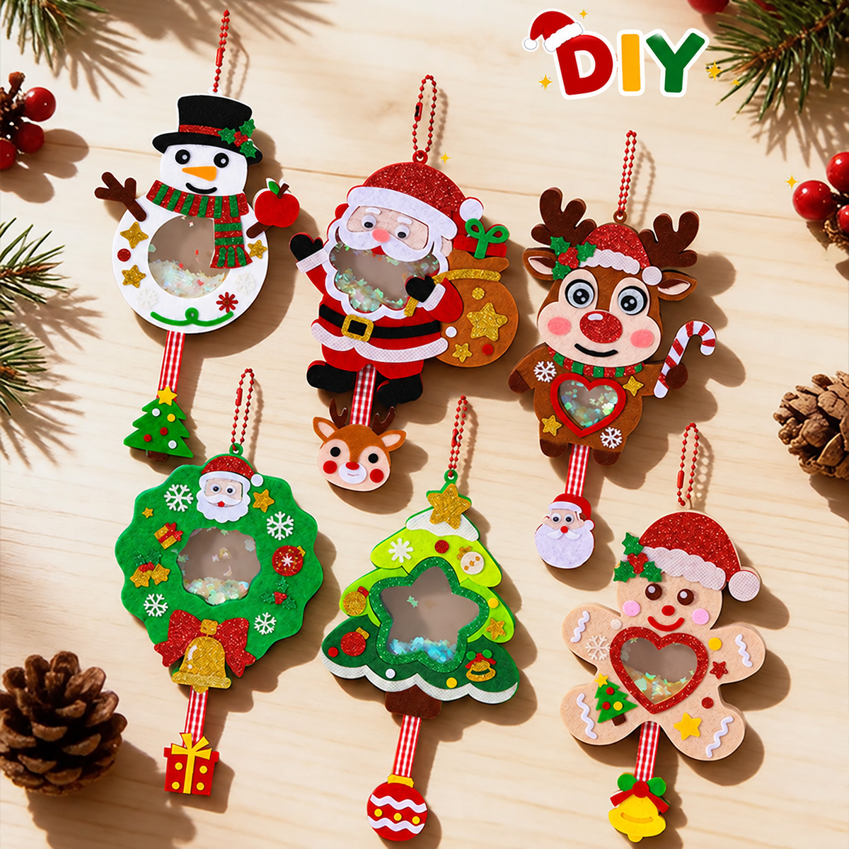 DIY-Weihnachts-Schüttelanhänger-Bastelset für Kinder