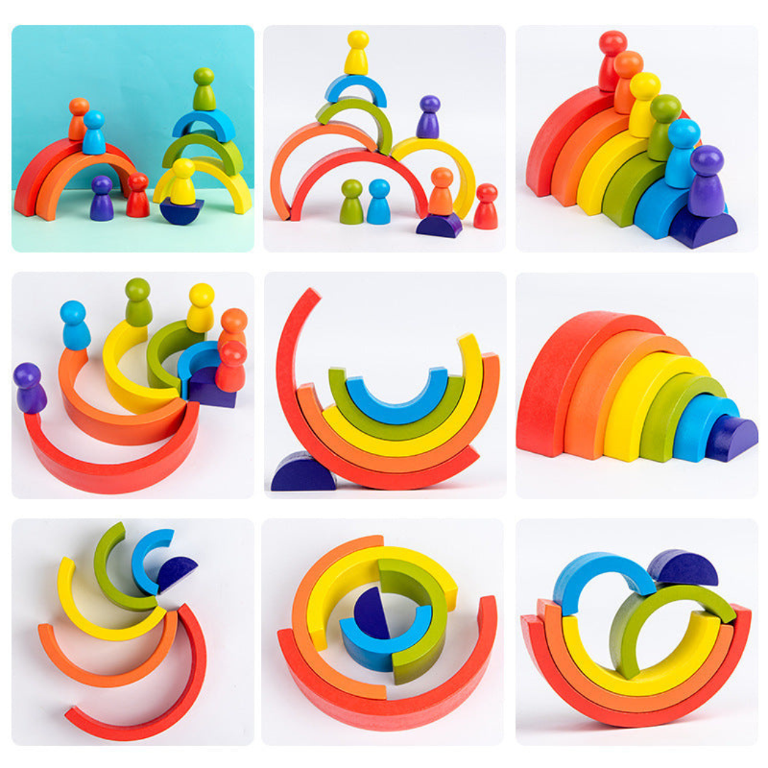 Montessori-Bunte Holzbausteine