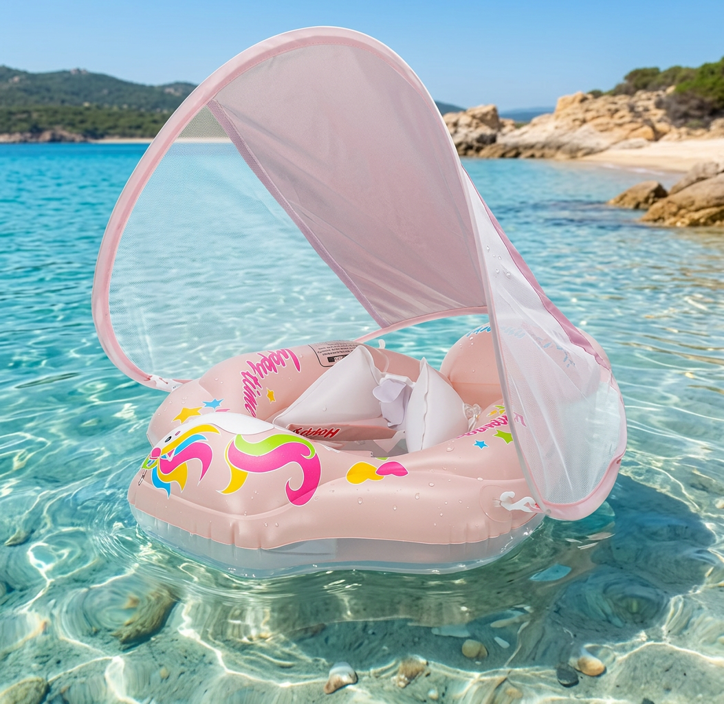 Aufblasbarer Baby-Schwimmring mit Sonnendach – Sicherer Pool-Sitz für Babys