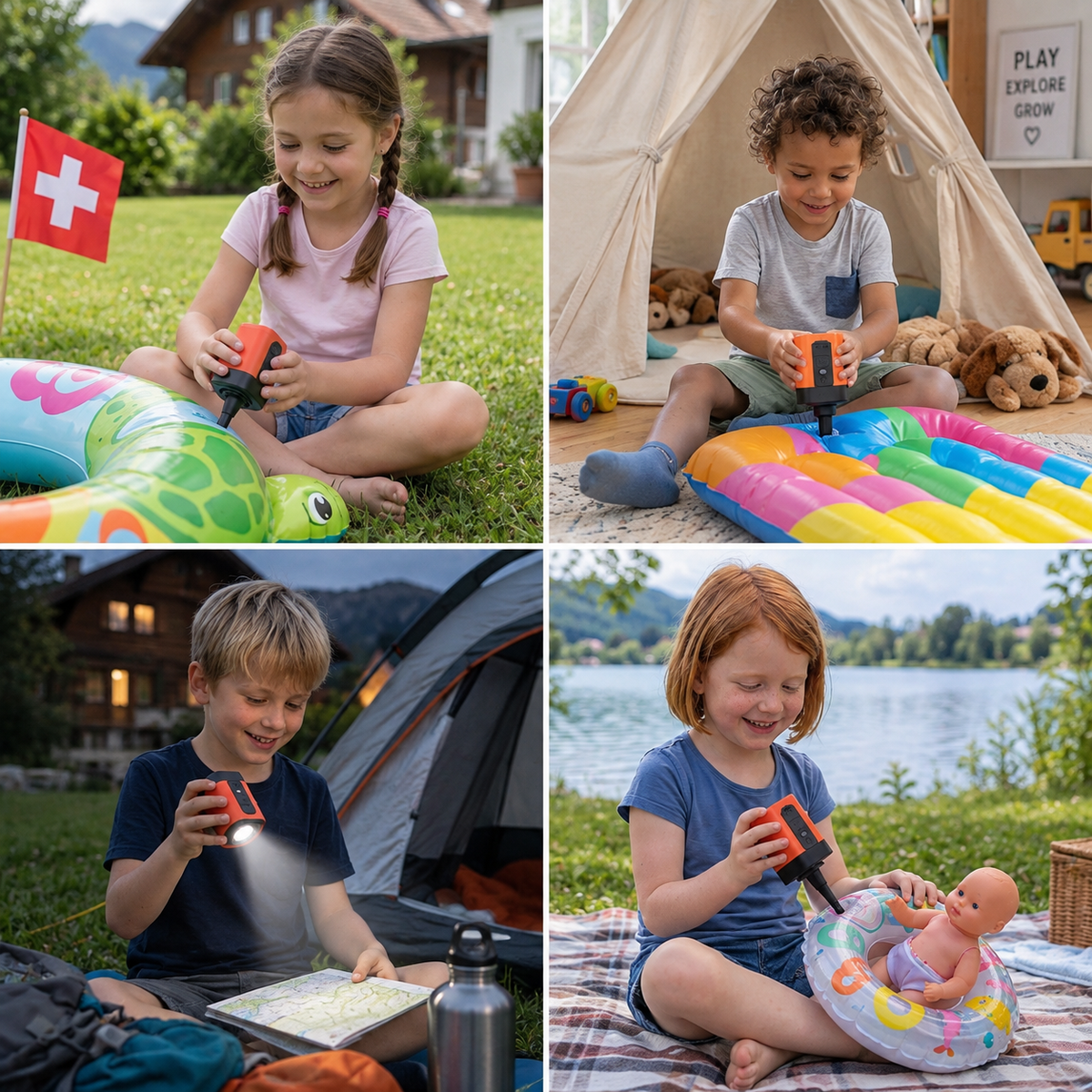 Tragbare Mini-Luftpumpe mit LED-Licht – schnelles Aufpumpen und Ablassen