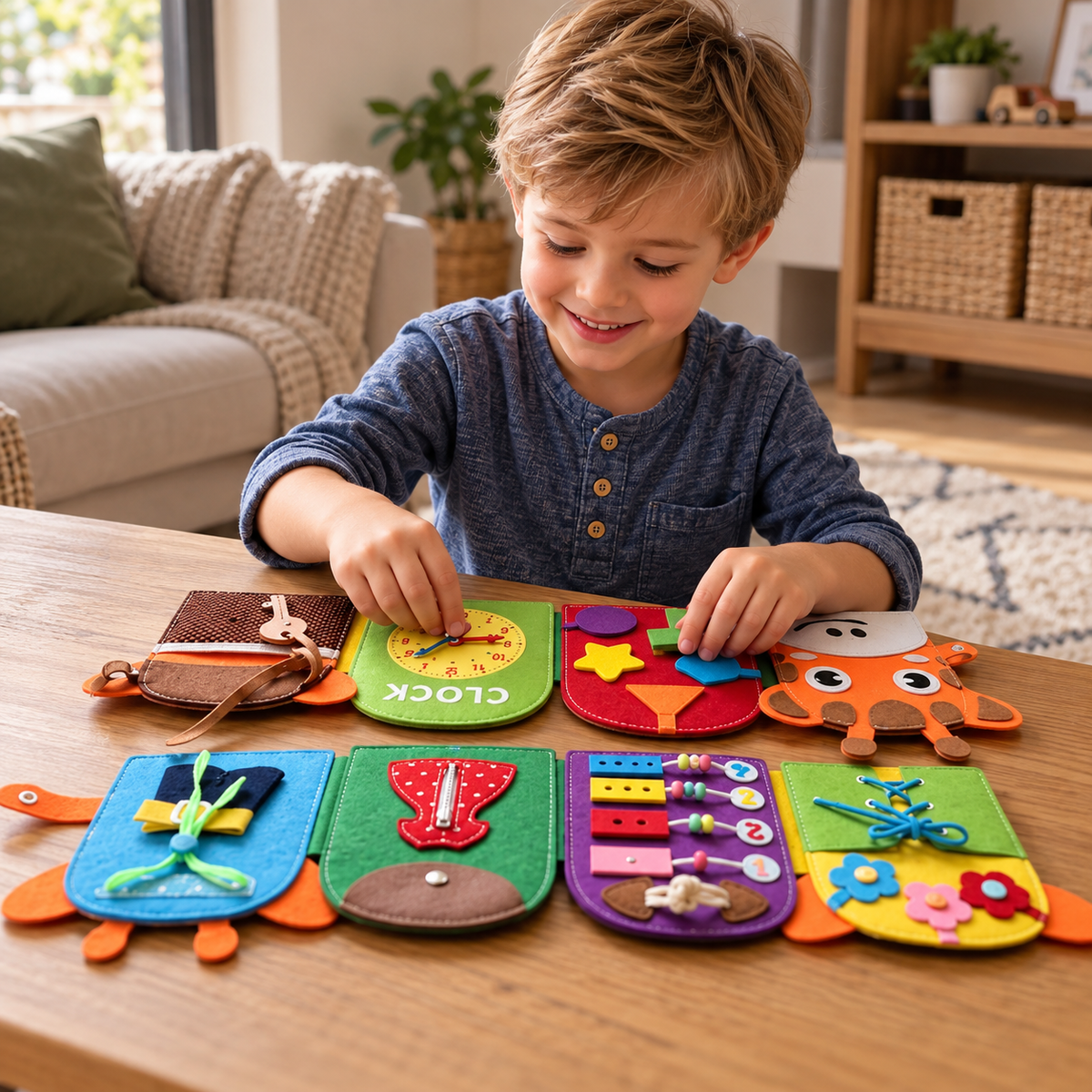 Montessori-Lern- und Beschäftigungsbuch im Giraffen-Design