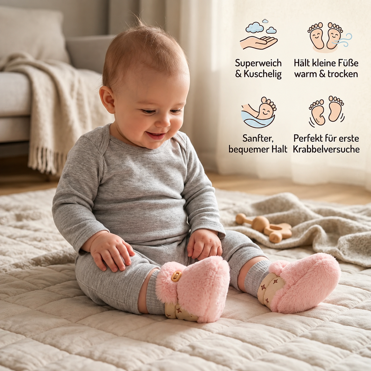 Flauschige Socken-Schuhe für Babys