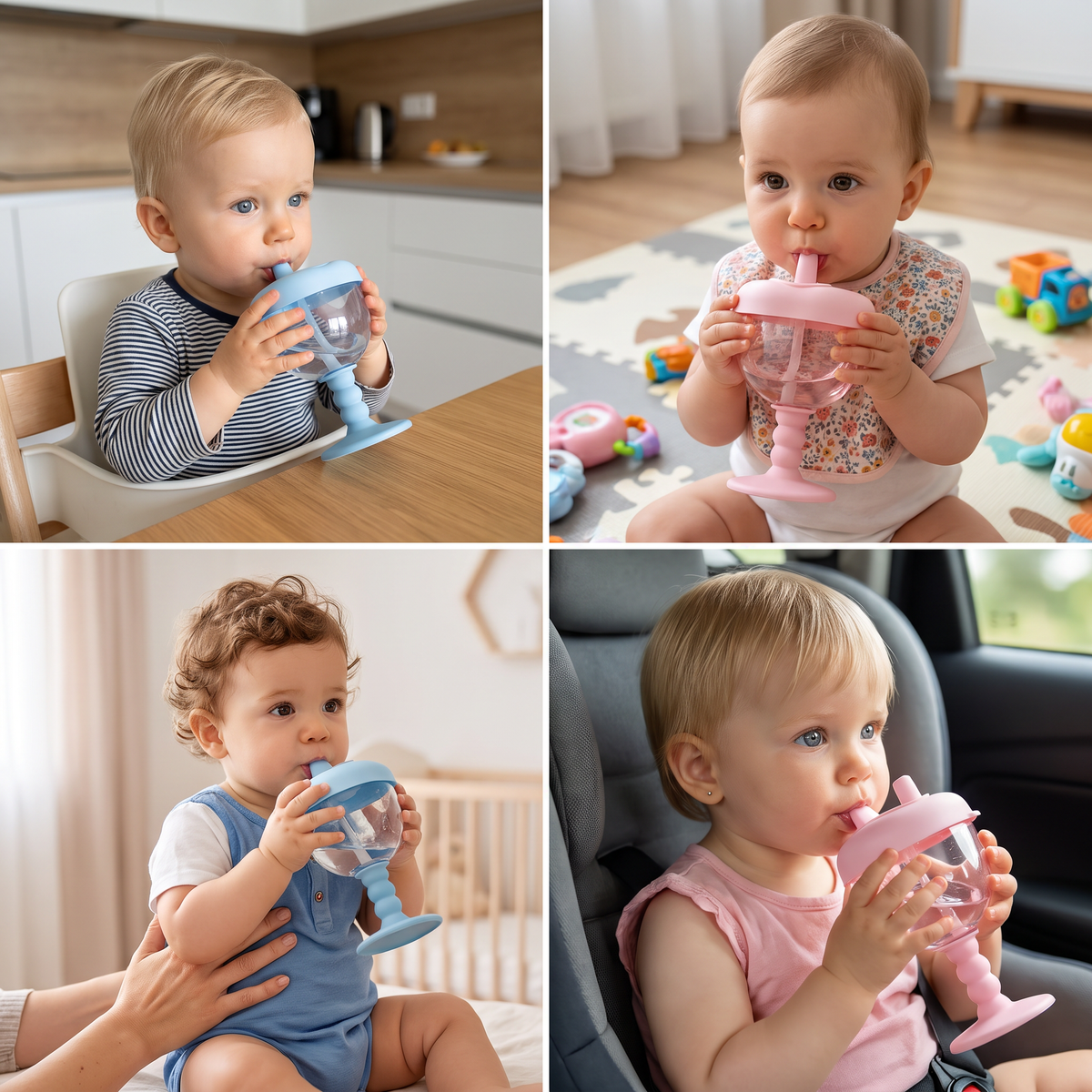 Auslaufsicherer Baby-Trinklernbecher mit Strohhalm