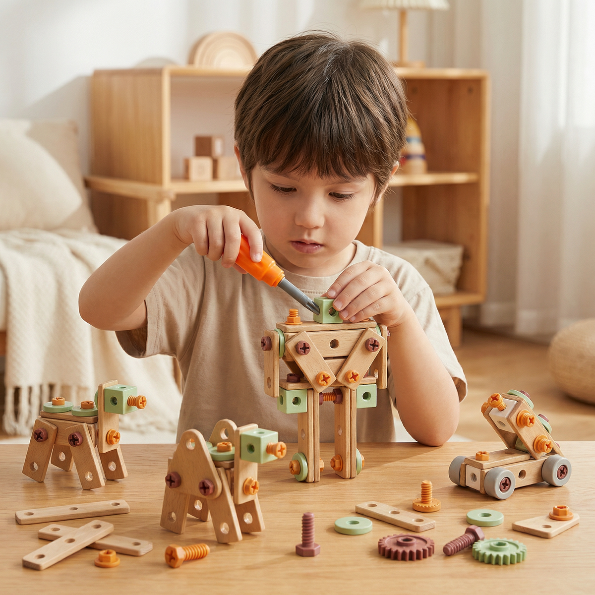 Kinder Werkzeug-Set zum Schrauben & Bauen – Lernspiel mit Zubehör