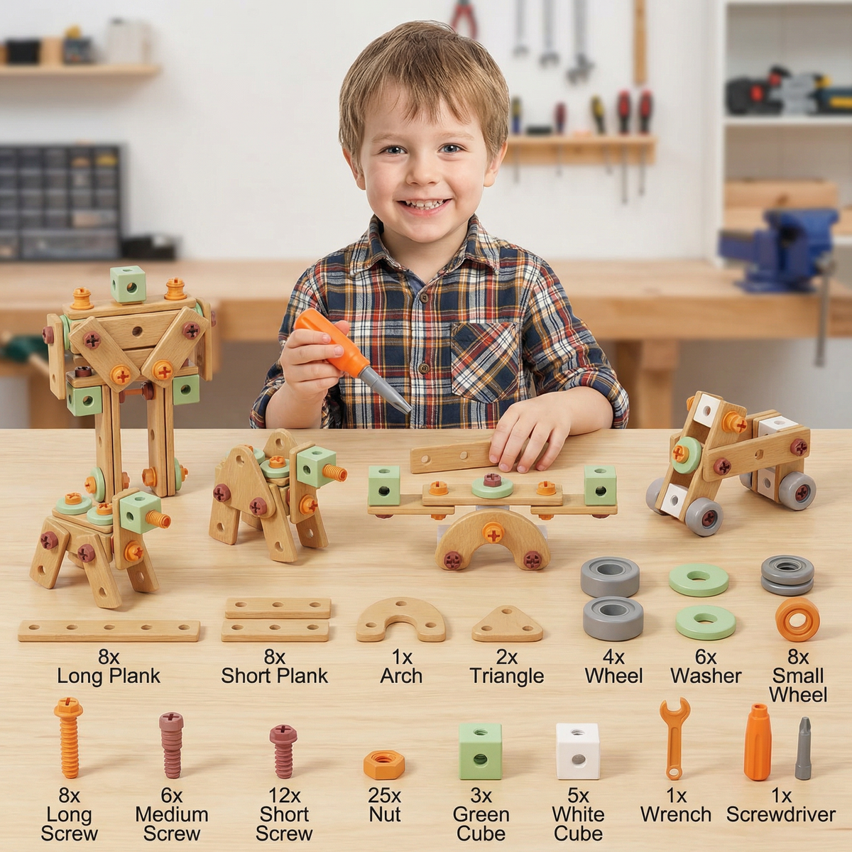 Kinder Werkzeug-Set zum Schrauben & Bauen – Lernspiel mit Zubehör