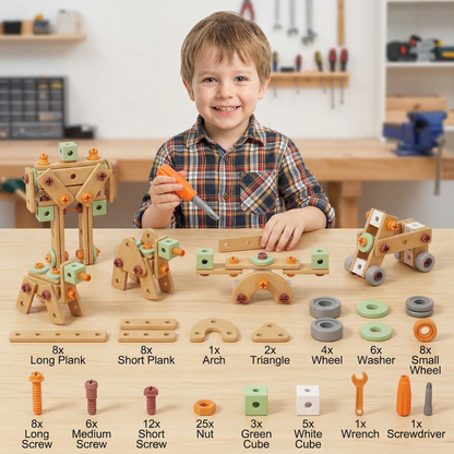 Kinder Werkzeug-Set zum Schrauben & Bauen – Lernspiel mit Zubehör