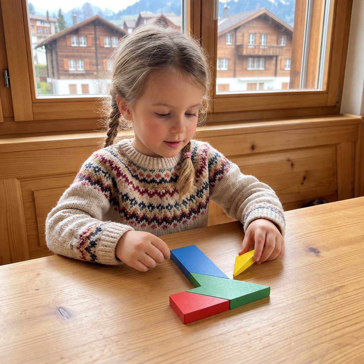 Holz-Tangram-Puzzle – Montessori-Geometrie-Lernspielzeug für Kinder