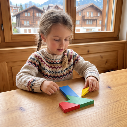 Holz-Tangram-Puzzle – Montessori-Geometrie-Lernspielzeug für Kinder