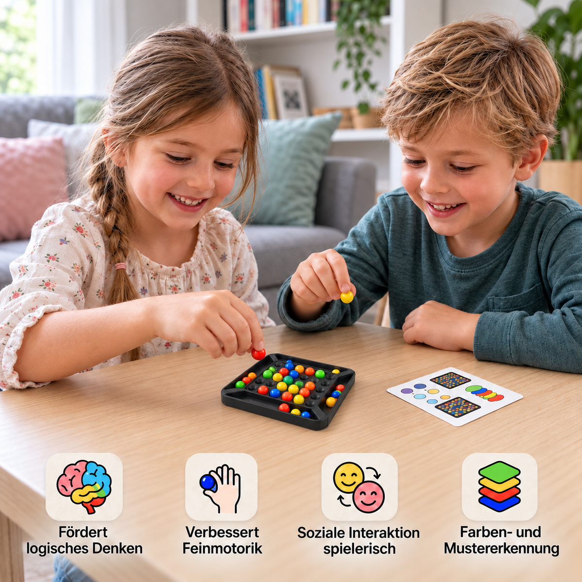 Farbzuordnungs-Logikspiel – Interaktives Murmel-Puzzle für Kinder und Erwachsene