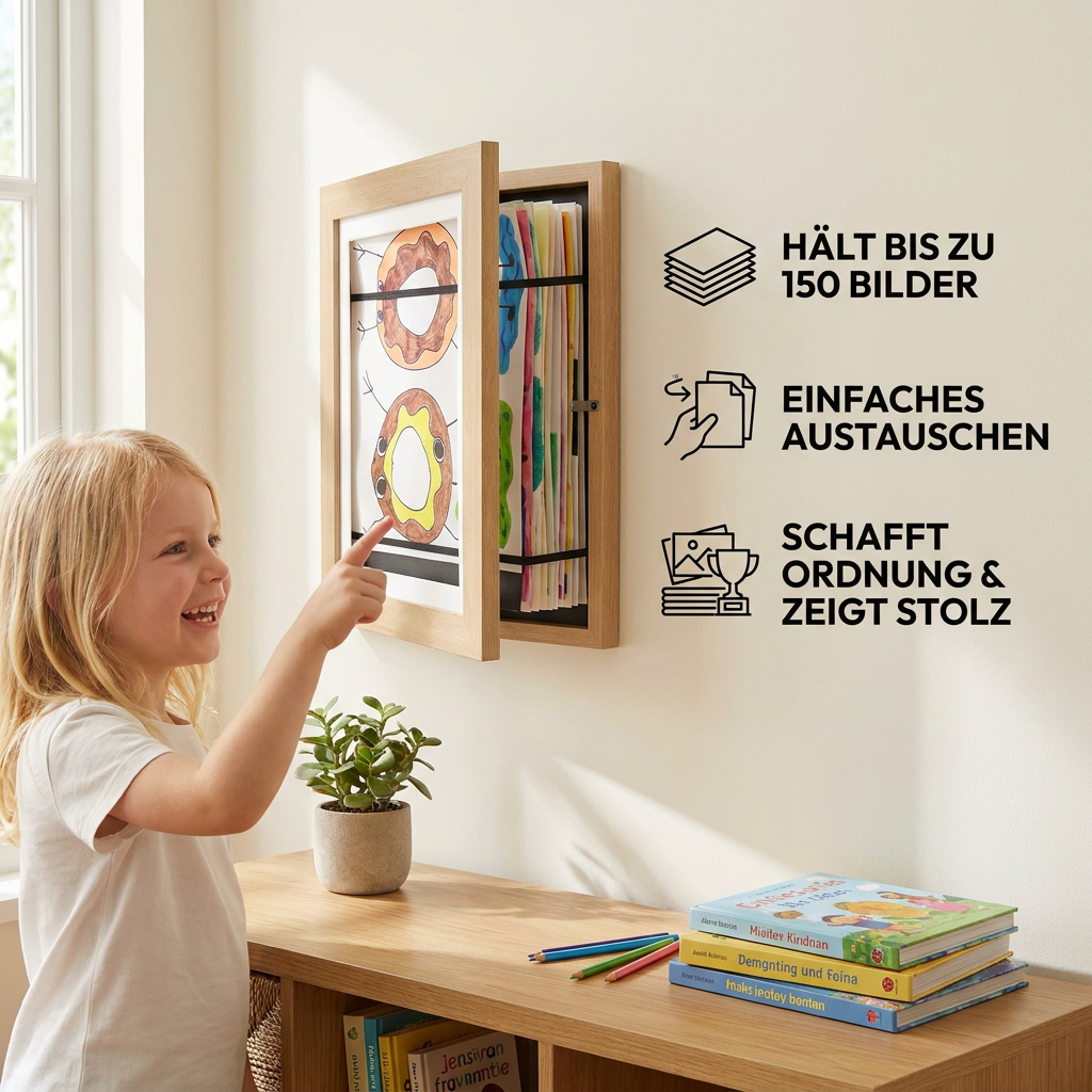 Kinder-Bilderrahmen für bis zu 150 Zeichnungen