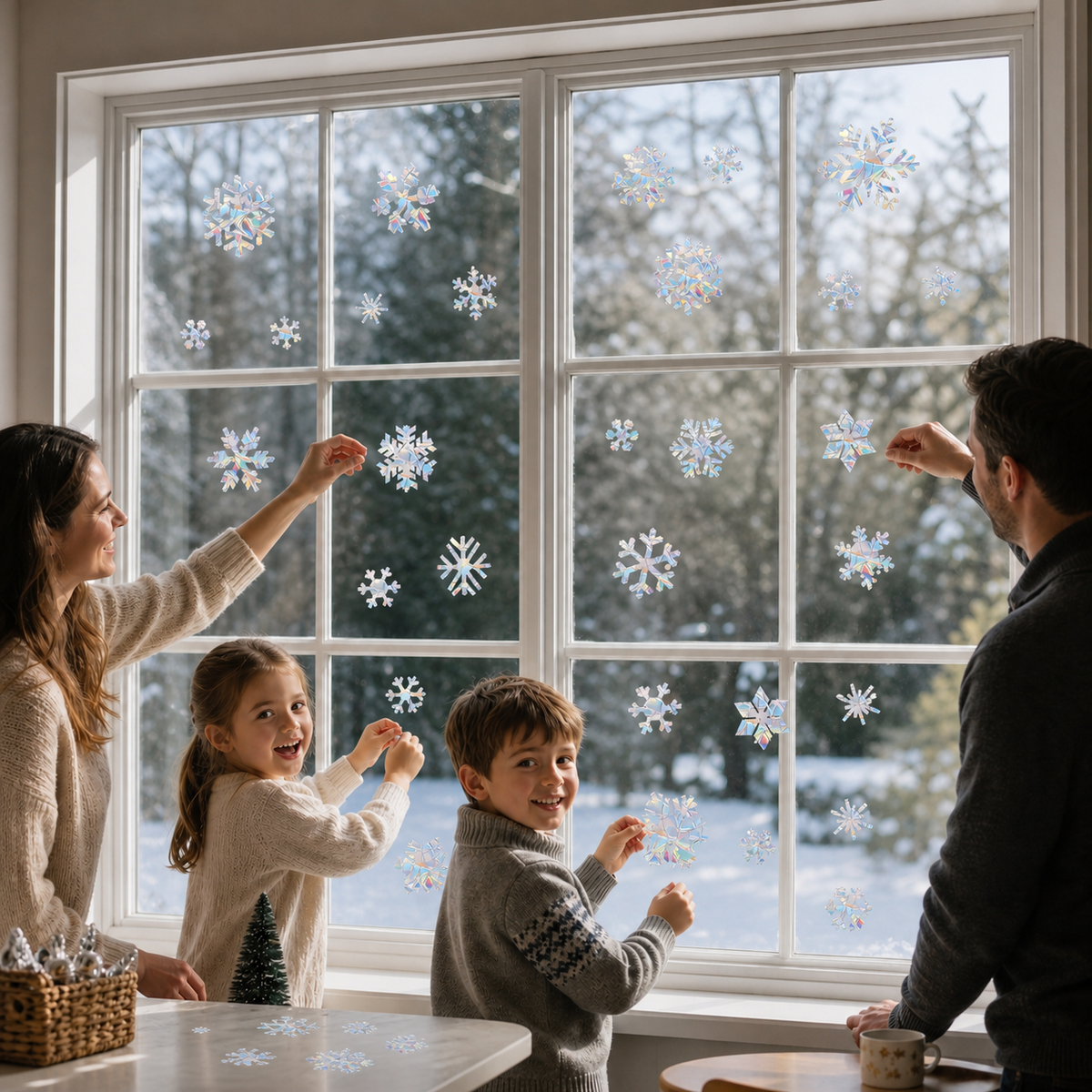 Wiederverwendbare Schneeflocken-Sonnenfänger-Fenstersticker