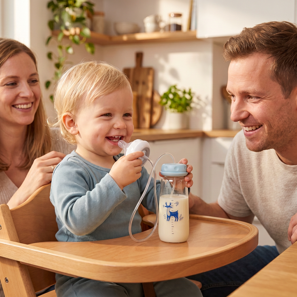 Freihändige Baby Trinkflasche zum Füttern