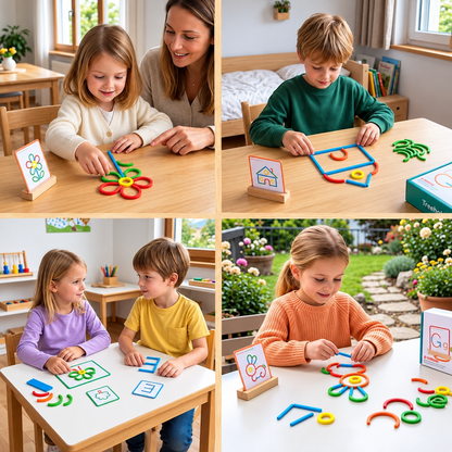 Pädagogisches Montessori-Bausteinset mit Stäbchen und Ringen