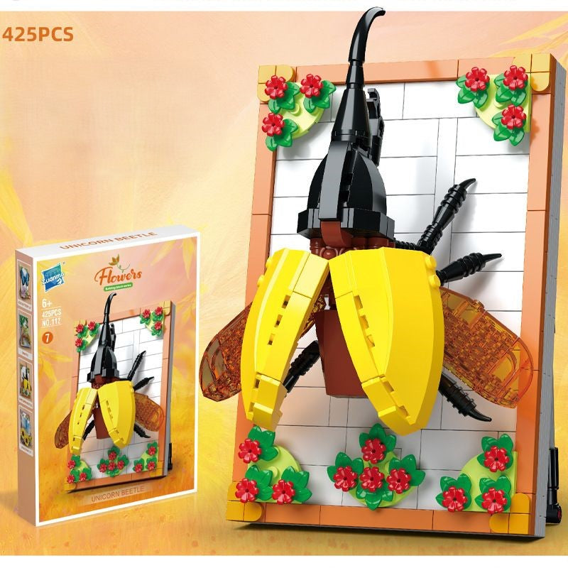 DIY-3D-Naturrahmen-Bausteinset – Blumen & Insekten