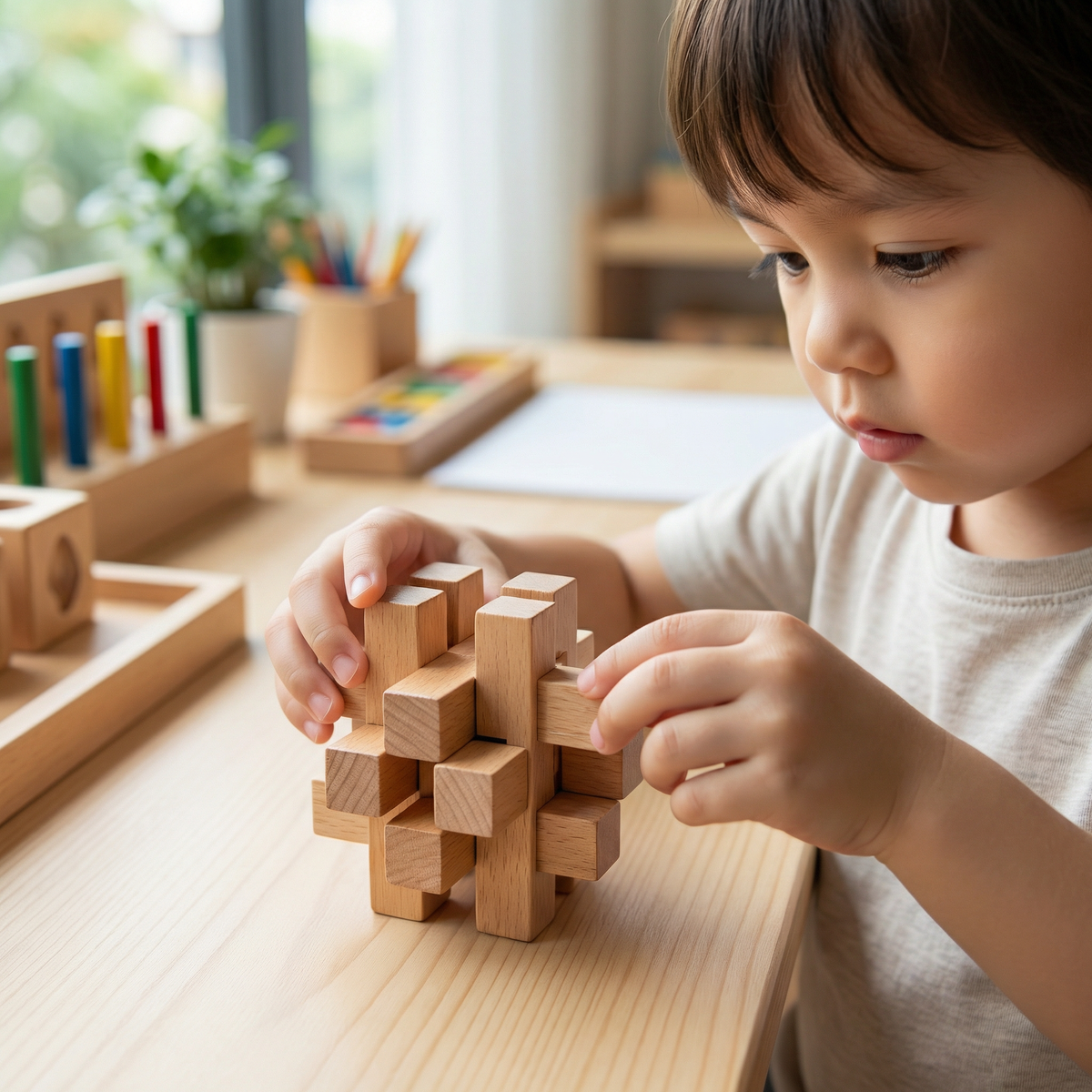 Montessori 3D-Holz-Geduldsspiel – Lernspielzeug für die frühe Förderung
