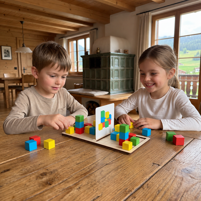 3D-Puzzle-Spiel mit Bausteinen zum Farbabgleich