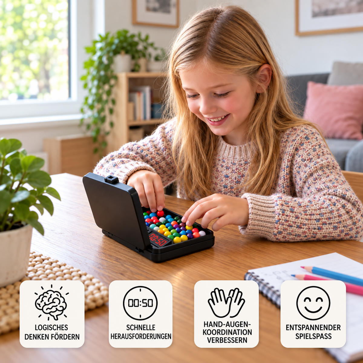 Cleveres Denkspiel für Kinder – 500 Logikrätsel mit Timer