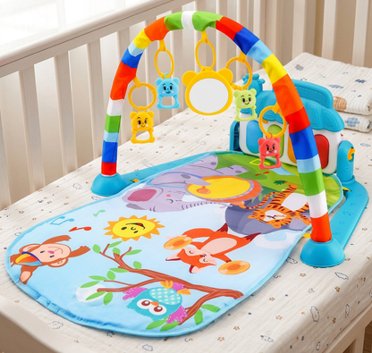 Baby Musik-Spielbogen mit Piano – Interaktive Sensorik Krabbeldecke für 0-24 Monate
