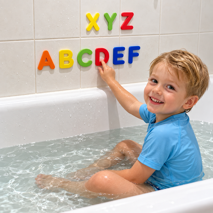 Badespielzeug mit Buchstaben, Formen & Farben