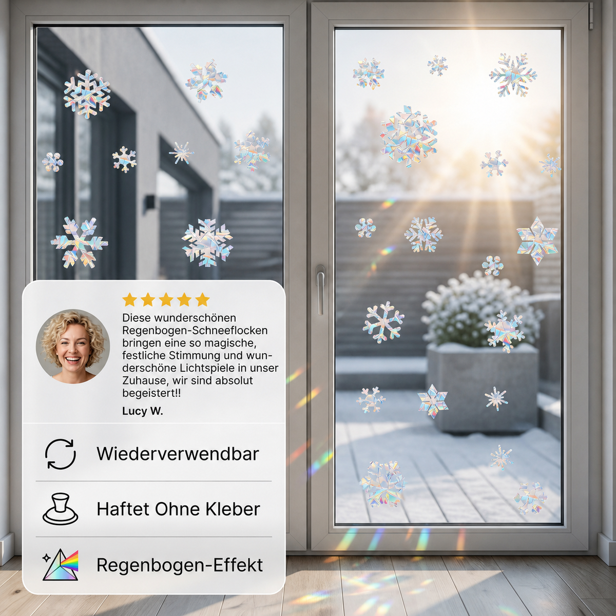 Wiederverwendbare Schneeflocken-Sonnenfänger-Fenstersticker