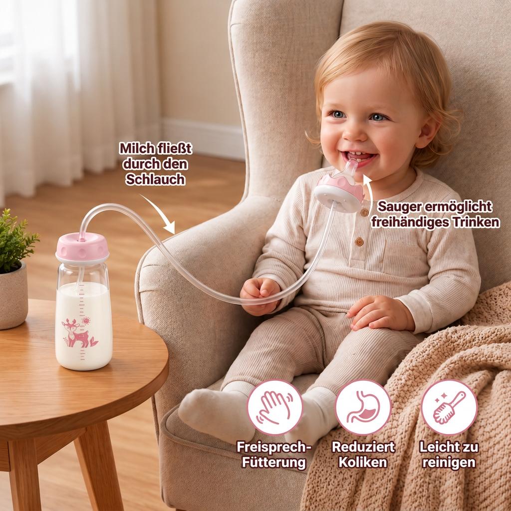Freihändige Baby Trinkflasche zum Füttern