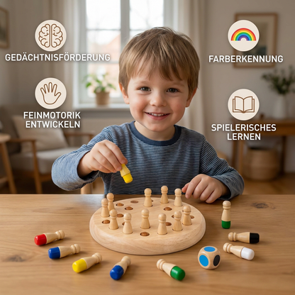 Pädagogisches Gedächtnisspiel aus Holz mit Schachfiguren
