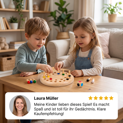 Pädagogisches Gedächtnisspiel aus Holz mit Schachfiguren