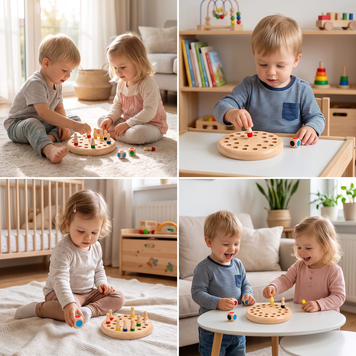 Pädagogisches Gedächtnisspiel aus Holz mit Schachfiguren