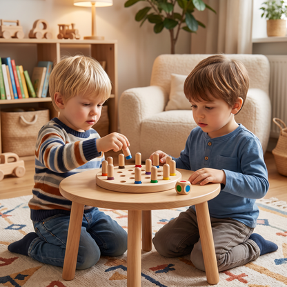 Pädagogisches Gedächtnisspiel aus Holz mit Schachfiguren