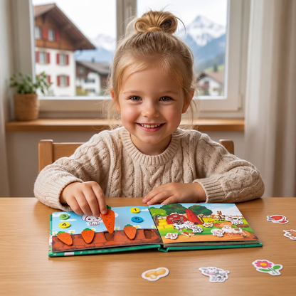 Montessori Sticker-Buch für Kinder – Wiederverwendbares Lern- & Beschäftigunsbuch