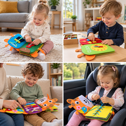 Montessori-Lern- und Beschäftigungsbuch im Giraffen-Design