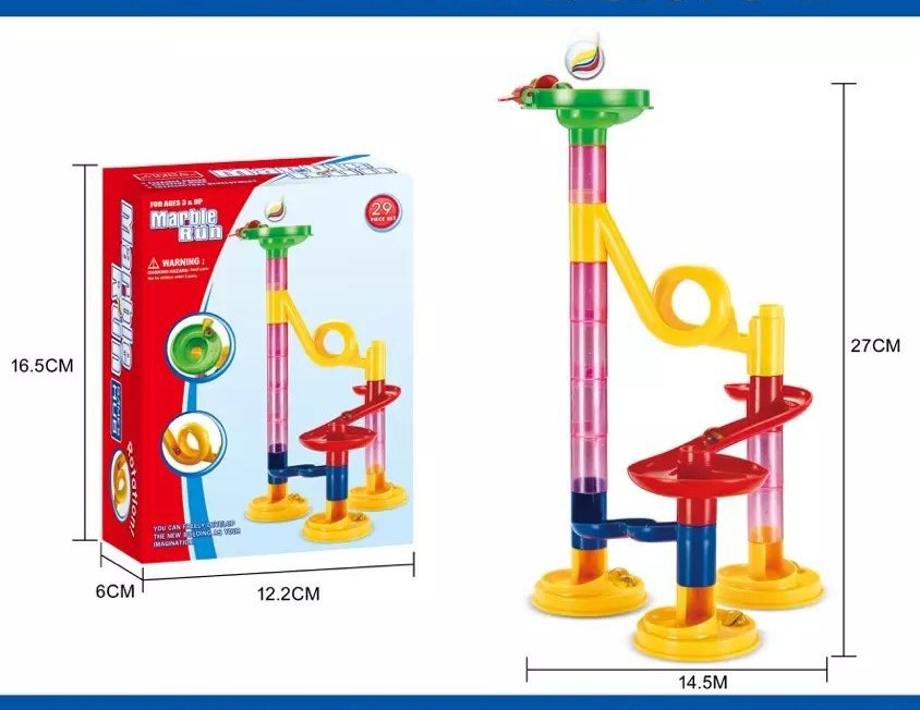 Bauklötze-Murmelbahn-Säulen-Spielset