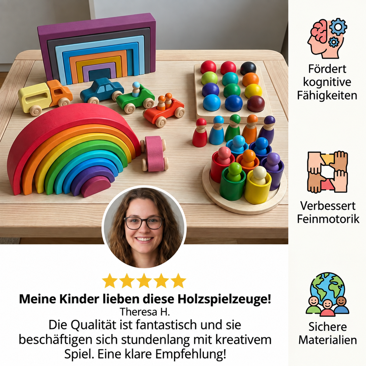 Montessori-Bunte Holzbausteine
