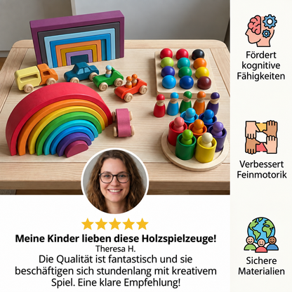 Montessori-Bunte Holzbausteine