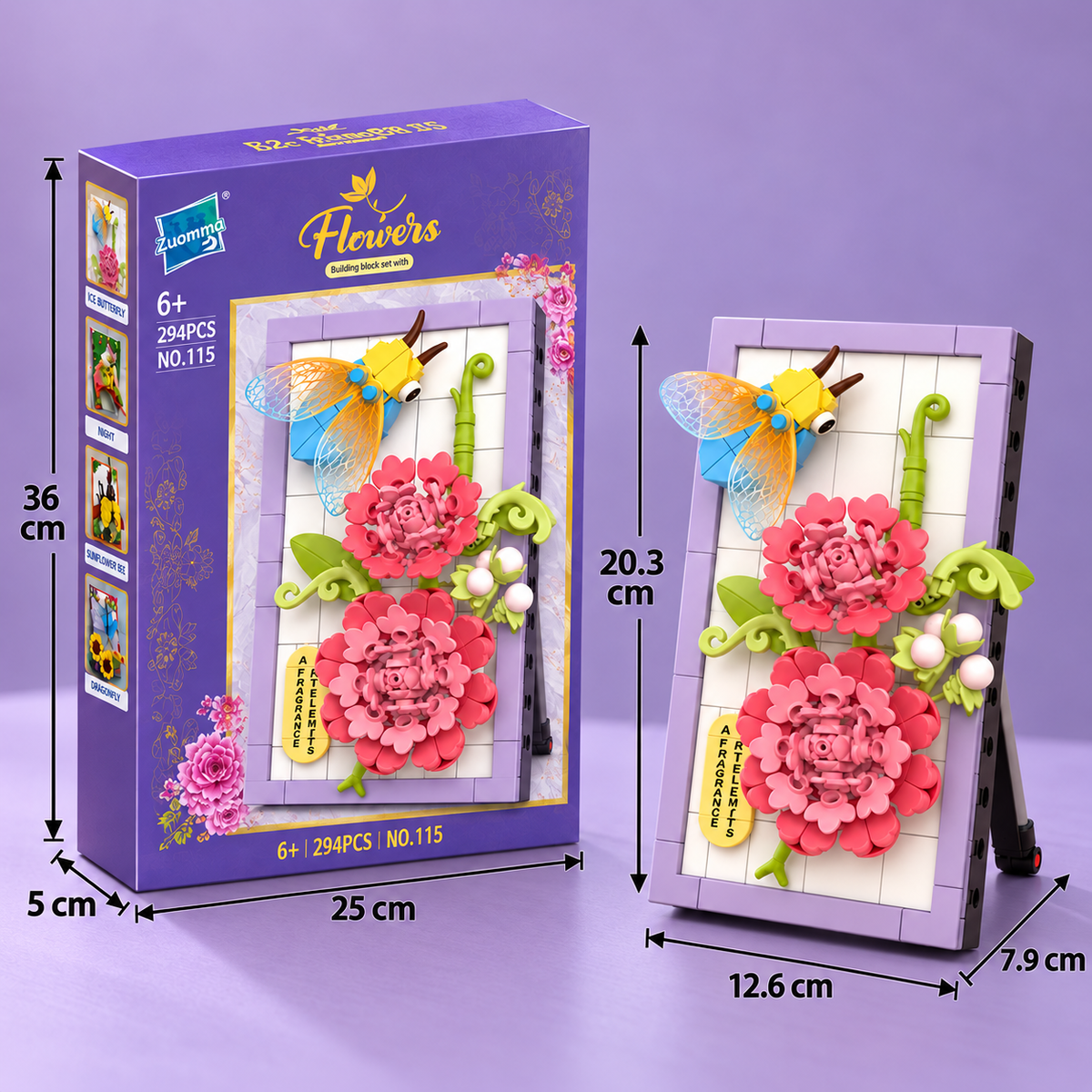DIY-3D-Naturrahmen-Bausteinset – Blumen & Insekten