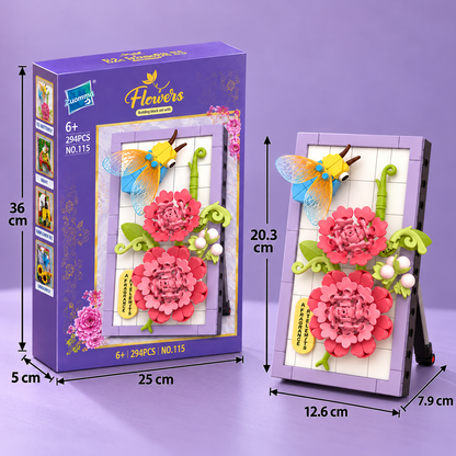 DIY-3D-Naturrahmen-Bausteinset – Blumen & Insekten