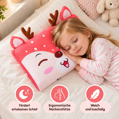Beruhigendes ergonomisches Kinderkissen mit Tiermotiv-Kissenbezug