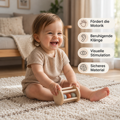 Montessori Holz-Musikinstrumente Set für Babys – 5-teiliges Sensorik & Rasselspielzeug