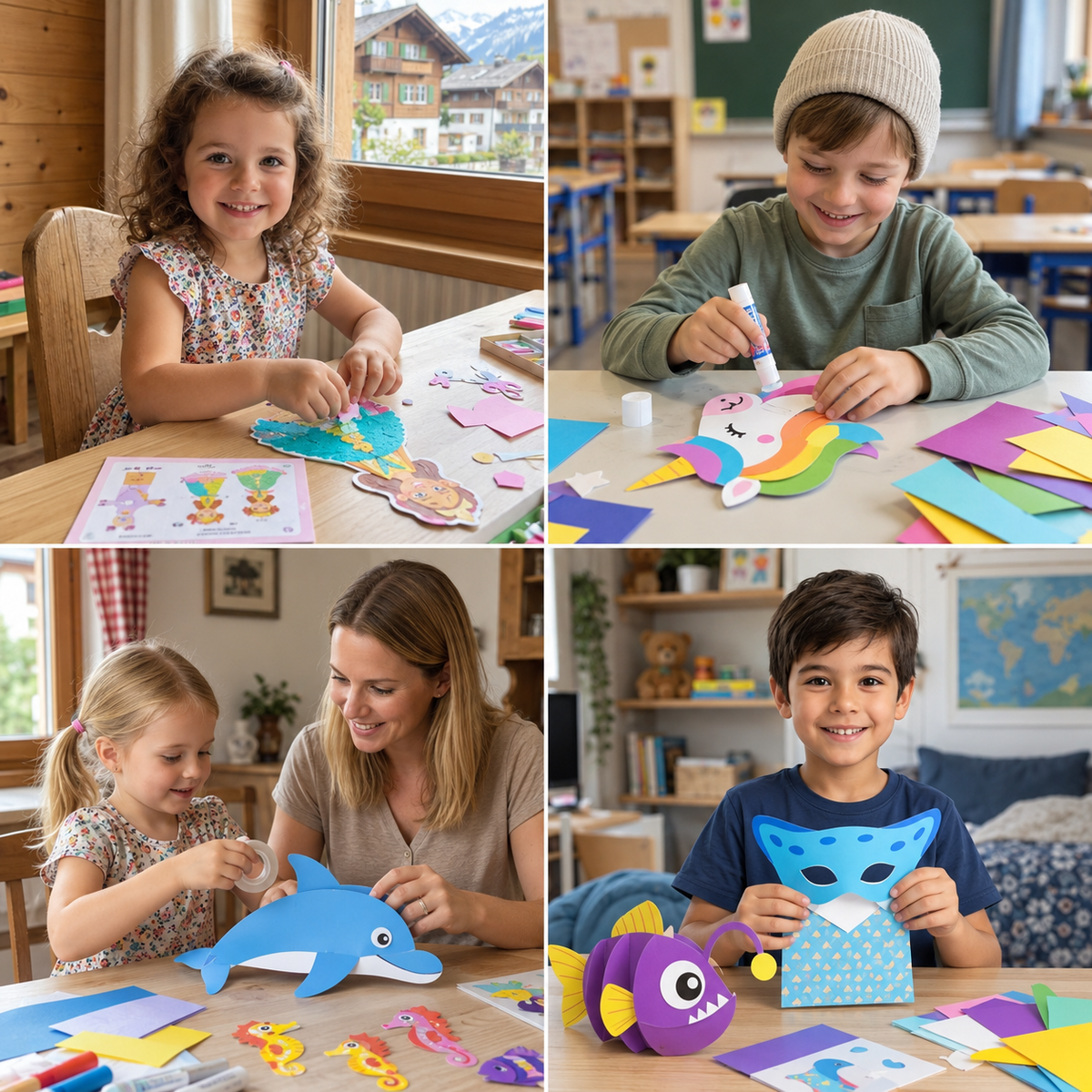 Kinder-Papierbastelbox – 20 einfache DIY-Bastelprojekte für Kinder von 3–10 Jahren mit Klebestift, Klebeband und Umschlägen
