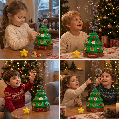 Musikalischer Weihnachtsbaum mit Seifenblasen und Aufklebern zum Dekorieren
