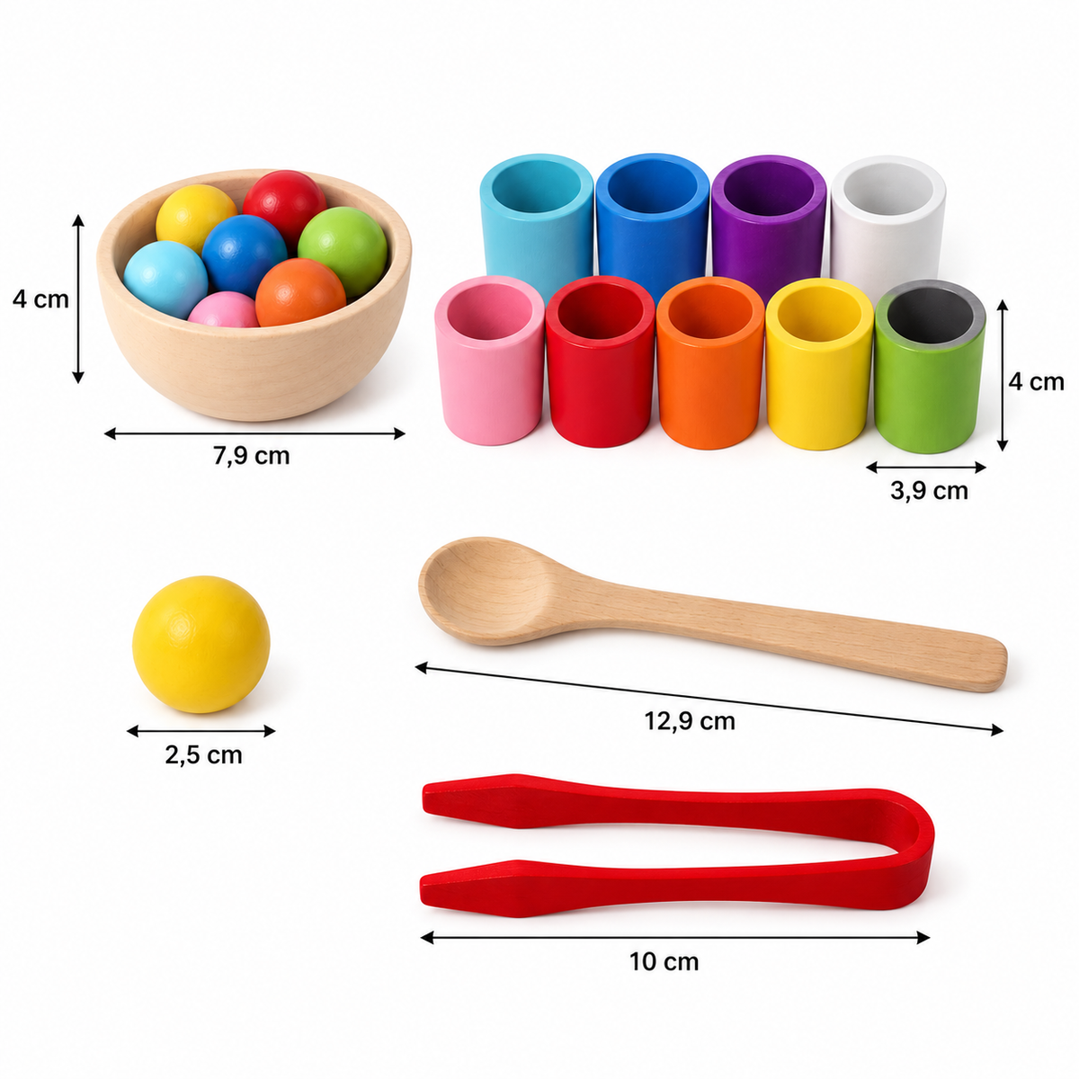 Montessori Holz-Sortierset zur Farbenerkennung
