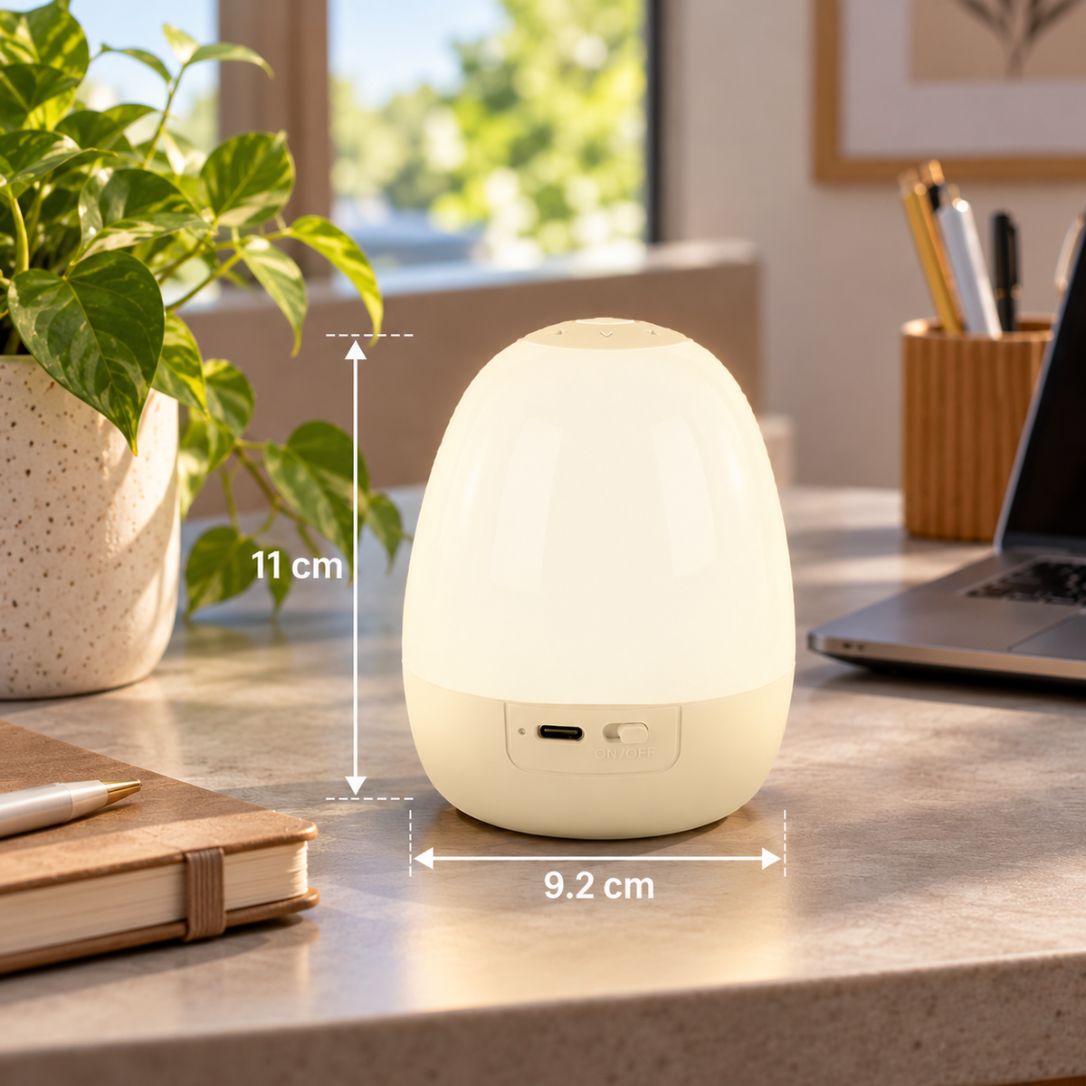Ei-förmiges LED Nachtlicht aus Silikon – Touch-Dimmbar, 7 Farben