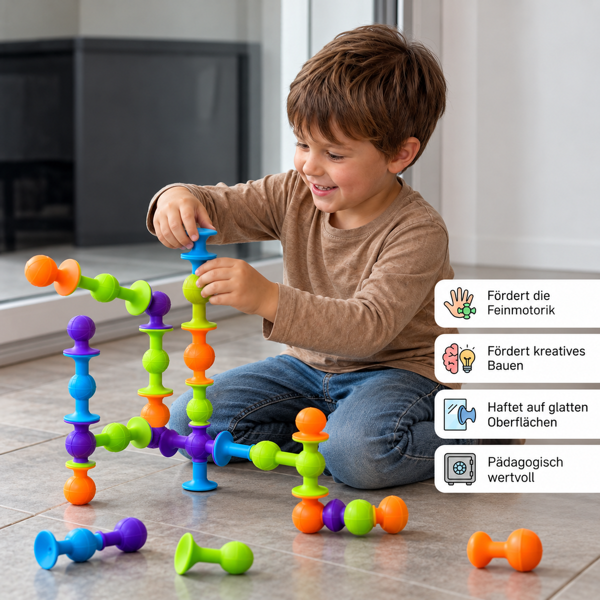 Montessori-Silikonspielzeug mit Saugnäpfen