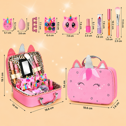 Umweltfreundliches & leicht abwaschbares Prinzessinnen-Make-up-Set für Kinder mit Kosmetiktasche