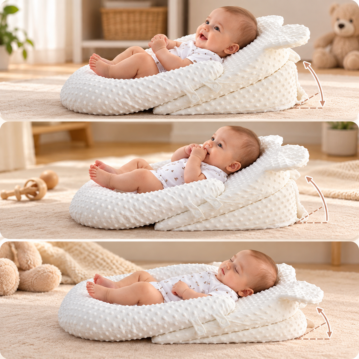 Babykissen mit verstellbaren Höhenstufen