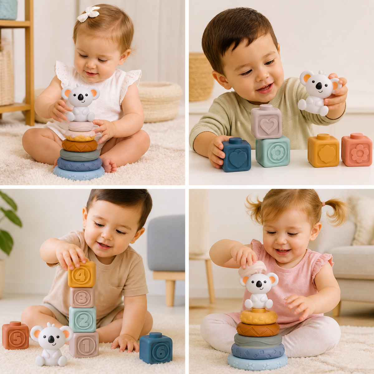 Sensorische Stapelbausteine für Babys