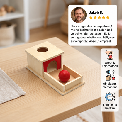 Montessori Holzbox mit Ball für Kleinkinder