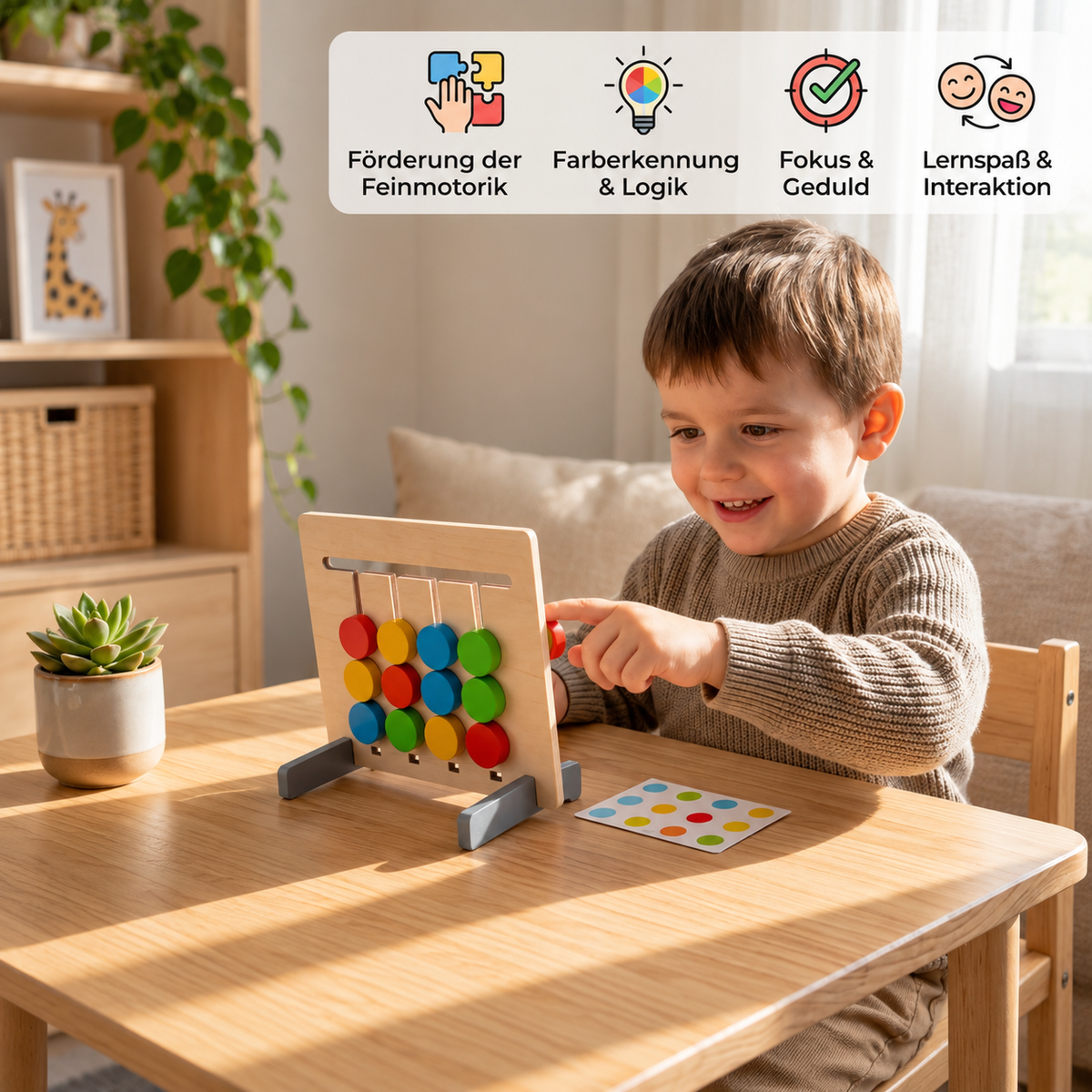 Montessori-Lernspiel aus Holz für Formen und Farben