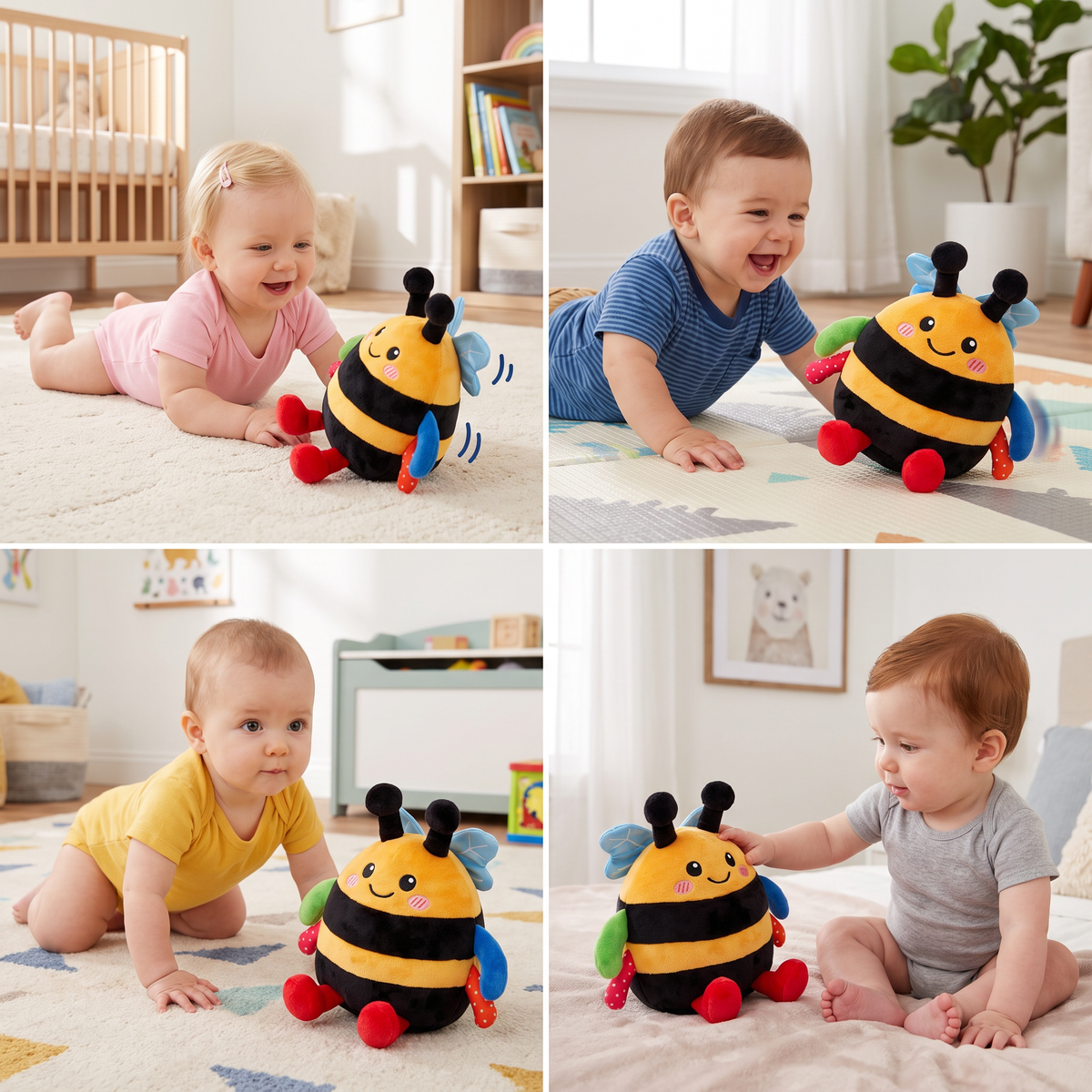 Interaktives musikalisches Plüsch-Bienchen für die Bauchlage
